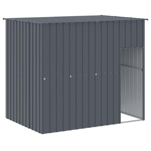 Hundehus med løbegård 214x457x181 cm galvaniseret stål antracit