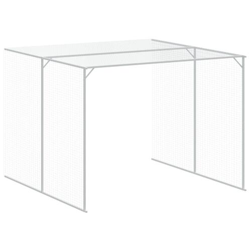 Hundehus med løbegård 214x1273x181 cm galvaniseret stål lysegrå
