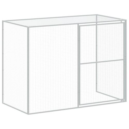 Hundehus med løbegård 214x1273x181 cm galvaniseret stål lysegrå