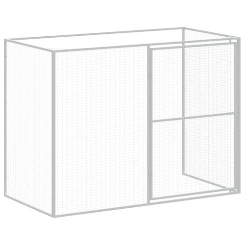Hundehus med løbegård 214x661x181 cm galvaniseret stål lysegrå