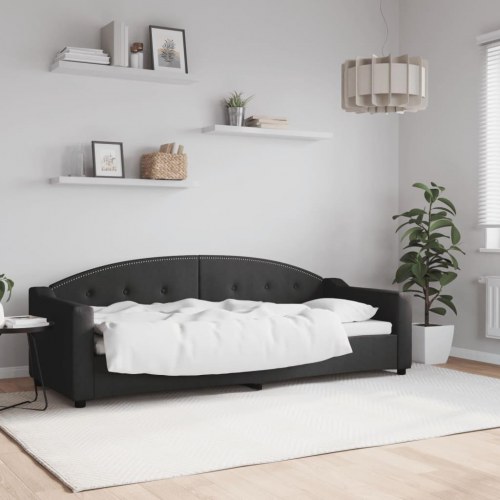 Daybed 80×200 cm i sort stof - sovesofa med lamelbund