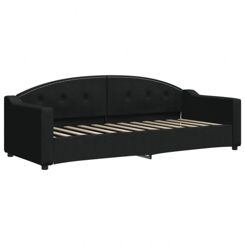 Daybed 80×200 cm i sort stof - sovesofa med lamelbund