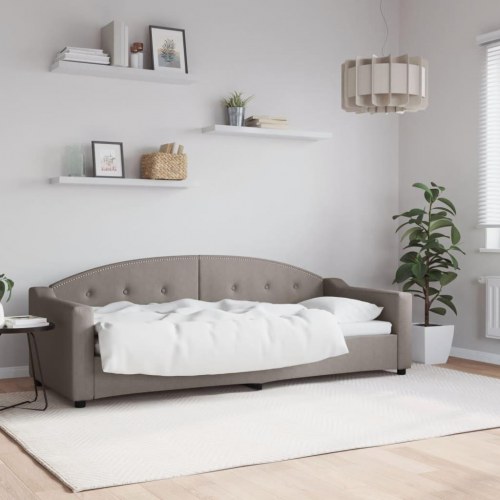 Daybed 80×200 cm i stof - gråbrun sovesofa med lamelbund