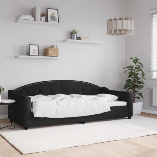 Daybed 90×200 cm i stof - sort sovesofa med armlæn