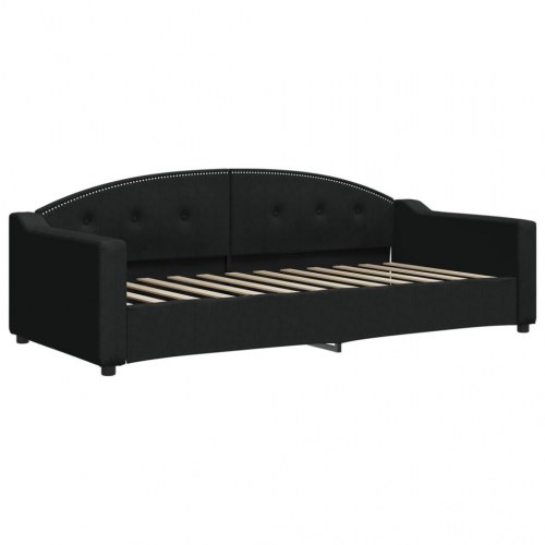 Daybed 90×200 cm i stof - sort sovesofa med armlæn