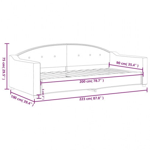 Daybed 90×200 cm i stof - sort sovesofa med armlæn