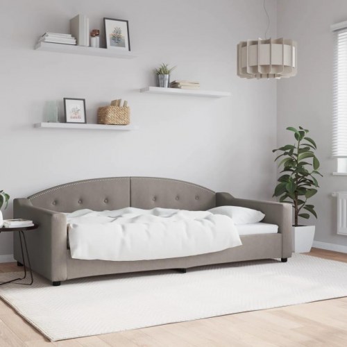 Daybed 100 x 200 cm i stof - gråbrun sengeramme/sovesofa