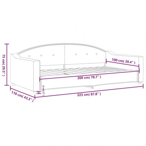 Daybed 100 x 200 cm i stof - gråbrun sengeramme/sovesofa