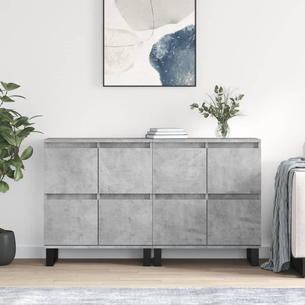 Skænke 2 stk. i konstrueret træ - betongrå, 120 × 35 × 70 cm