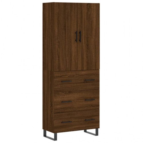 Højskab 69,5x34x180 cm konstrueret træ brun egetræsfarve