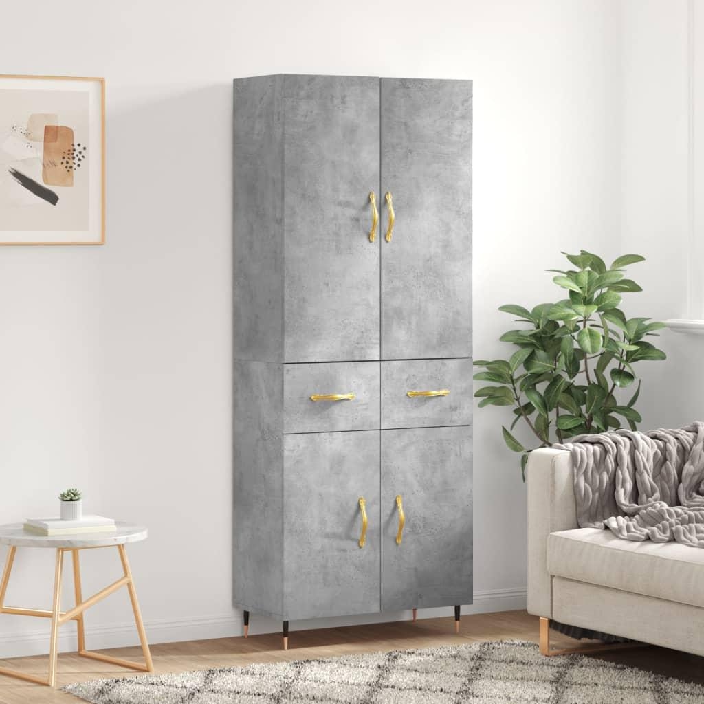 Højskab 69,5x34x180 cm konstrueret træ betongrå