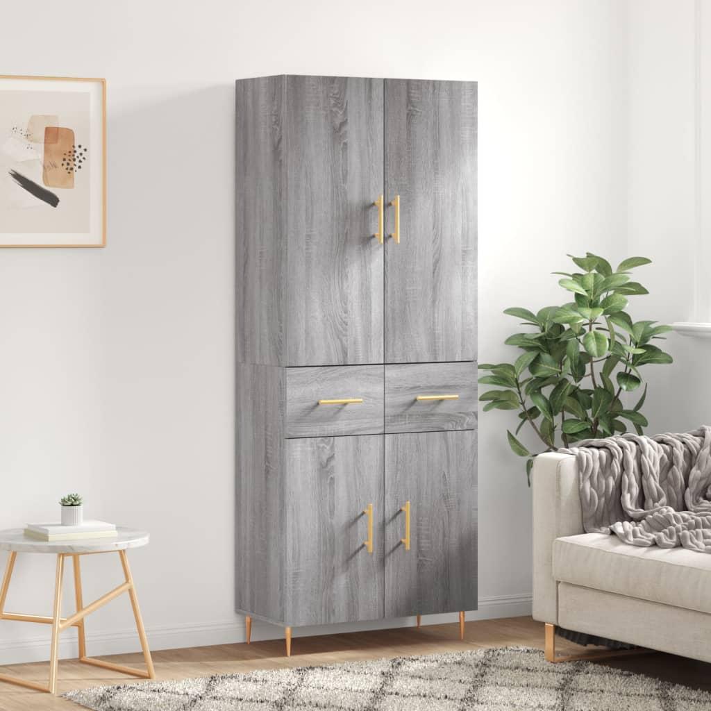 Højskab 69,5×34×180 cm i konstrueret træ - grå sonoma-eg