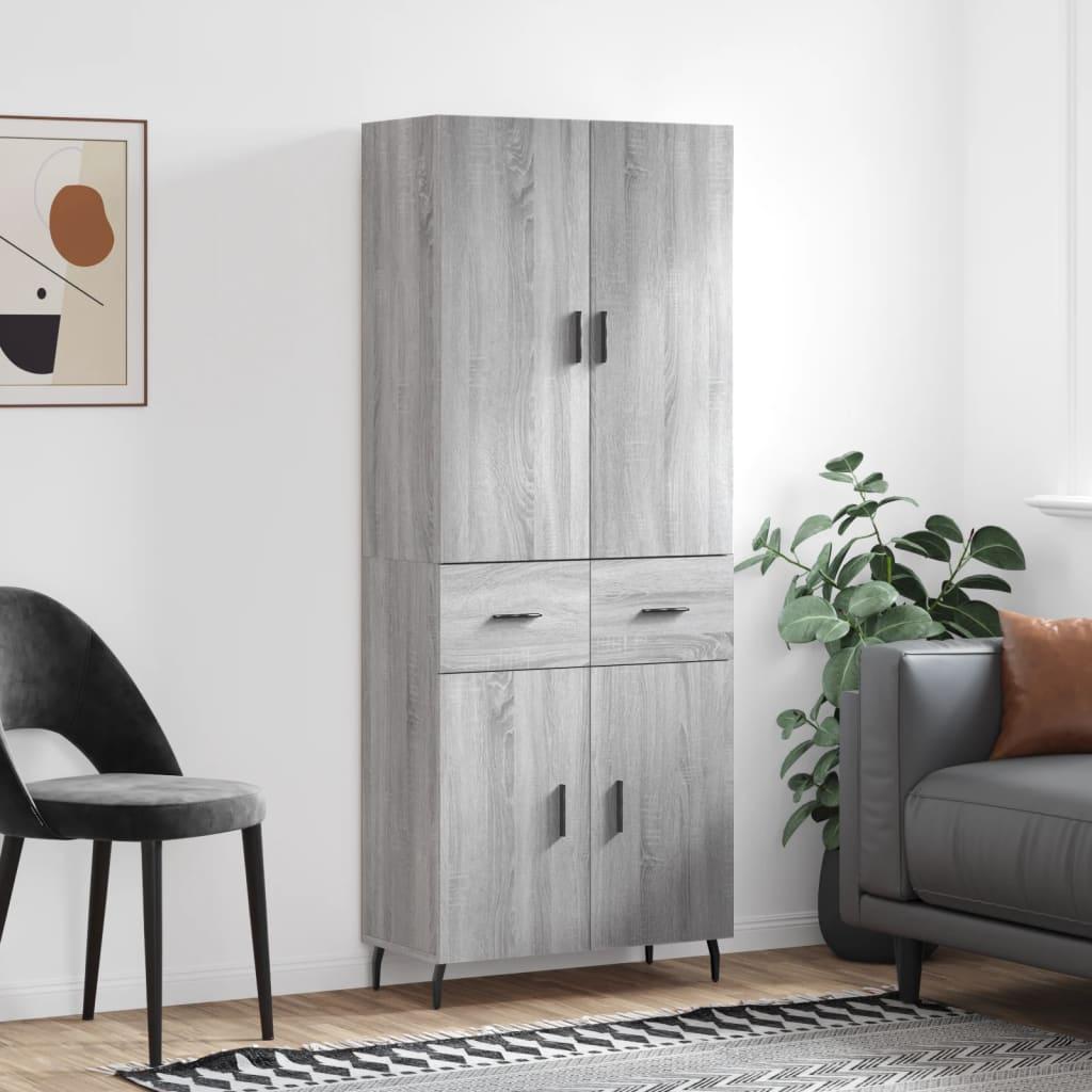 Højskab 69,5×34×180 cm i konstrueret træ - grå sonoma-eg