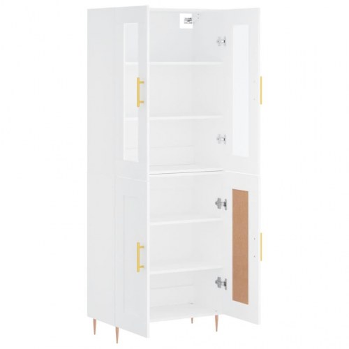 Højskab 69,5 × 34 × 180 cm i hvidt konstrueret træ med glaslåger