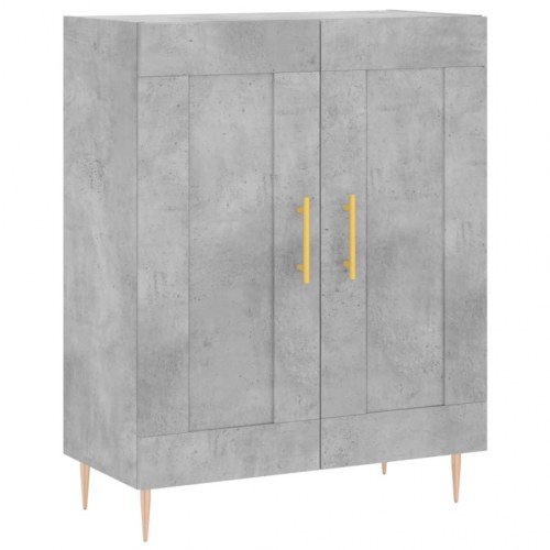 Højskab i konstrueret træ med glaslåger - 69,5×34×180 cm, betongrå