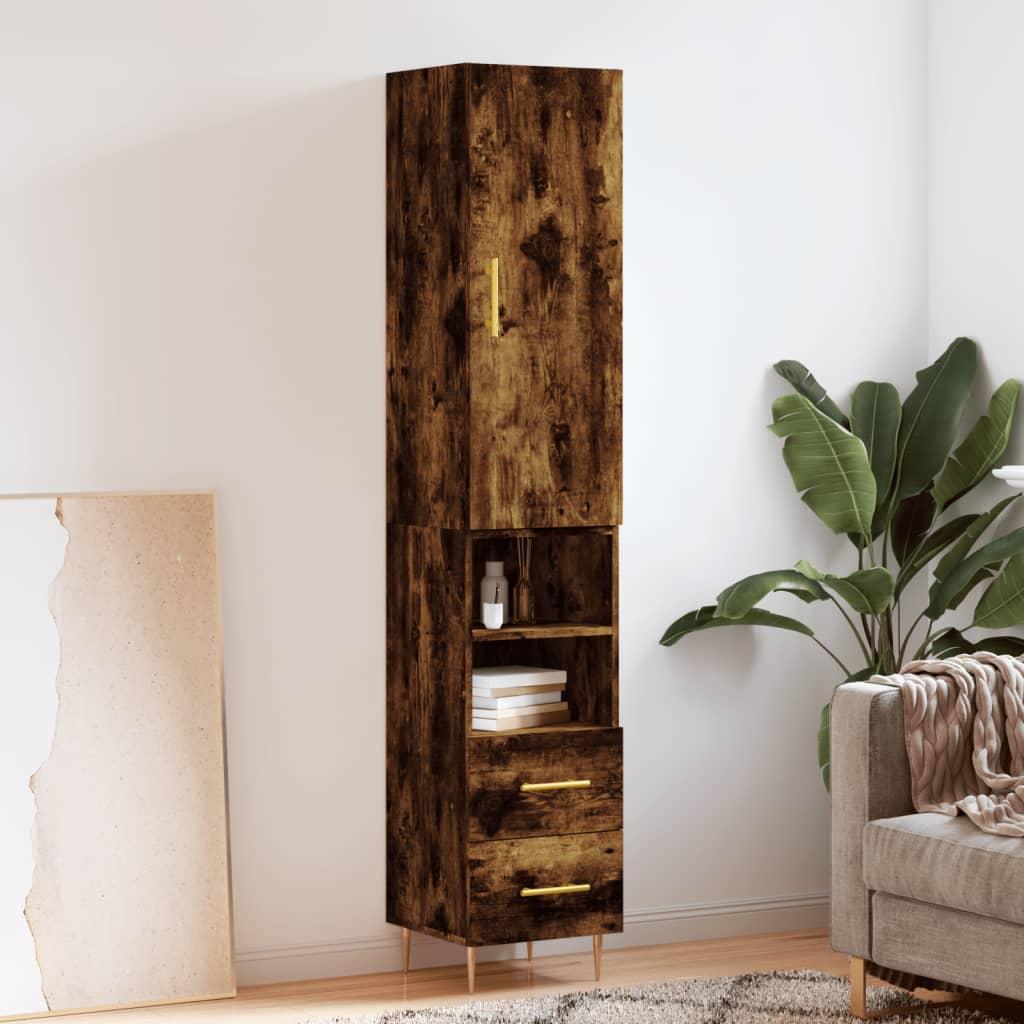 Skab 34,5x34x180 cm konstrueret træ røget egetræ