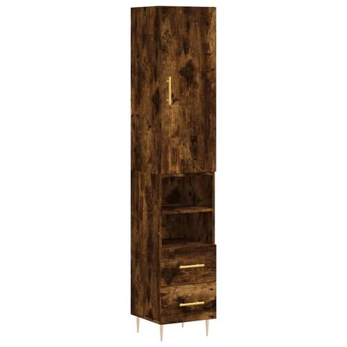 Skab 34,5x34x180 cm konstrueret træ røget egetræ