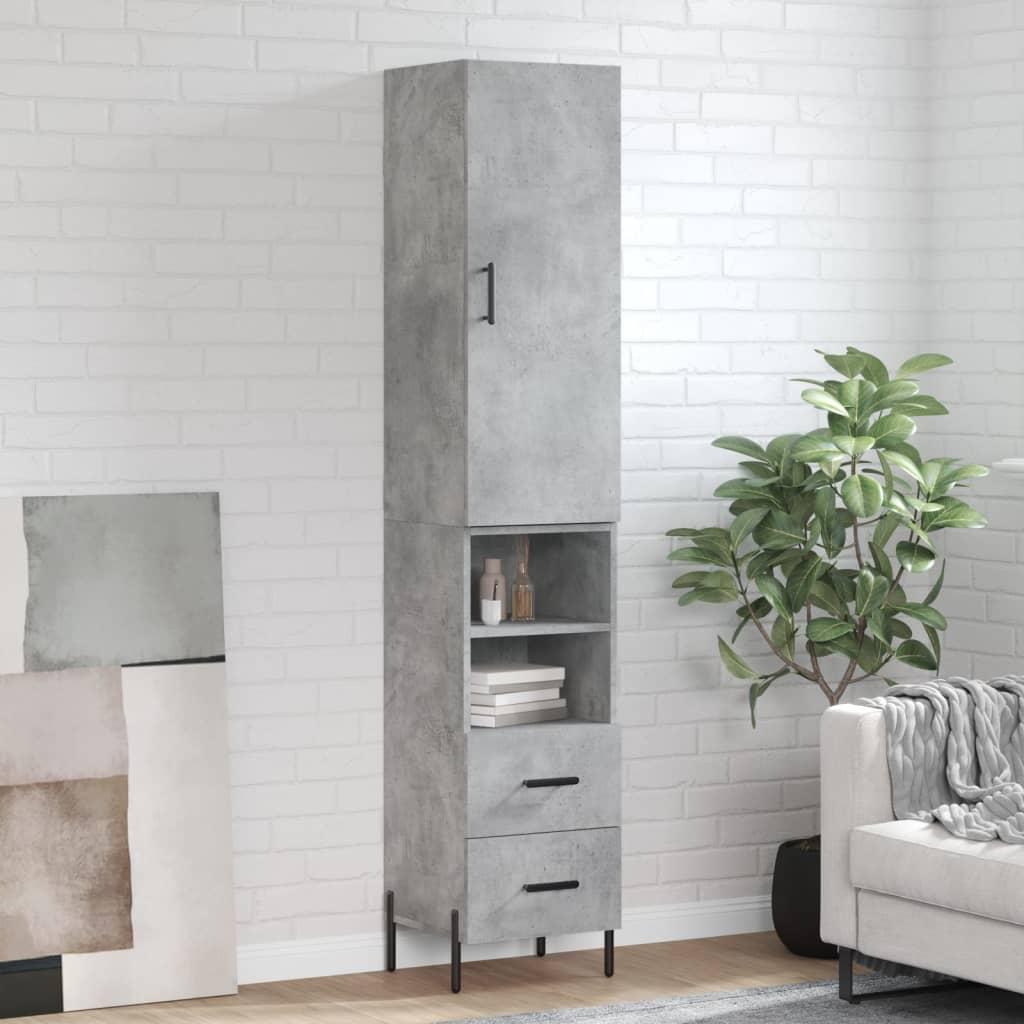 Højskab i konstrueret træ 34,5 × 34 × 180 cm - betongrå