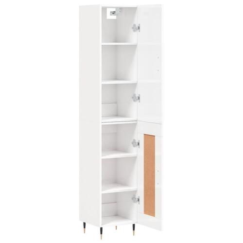 Skab 34,5x34x180 cm konstrueret træ hvid højglans