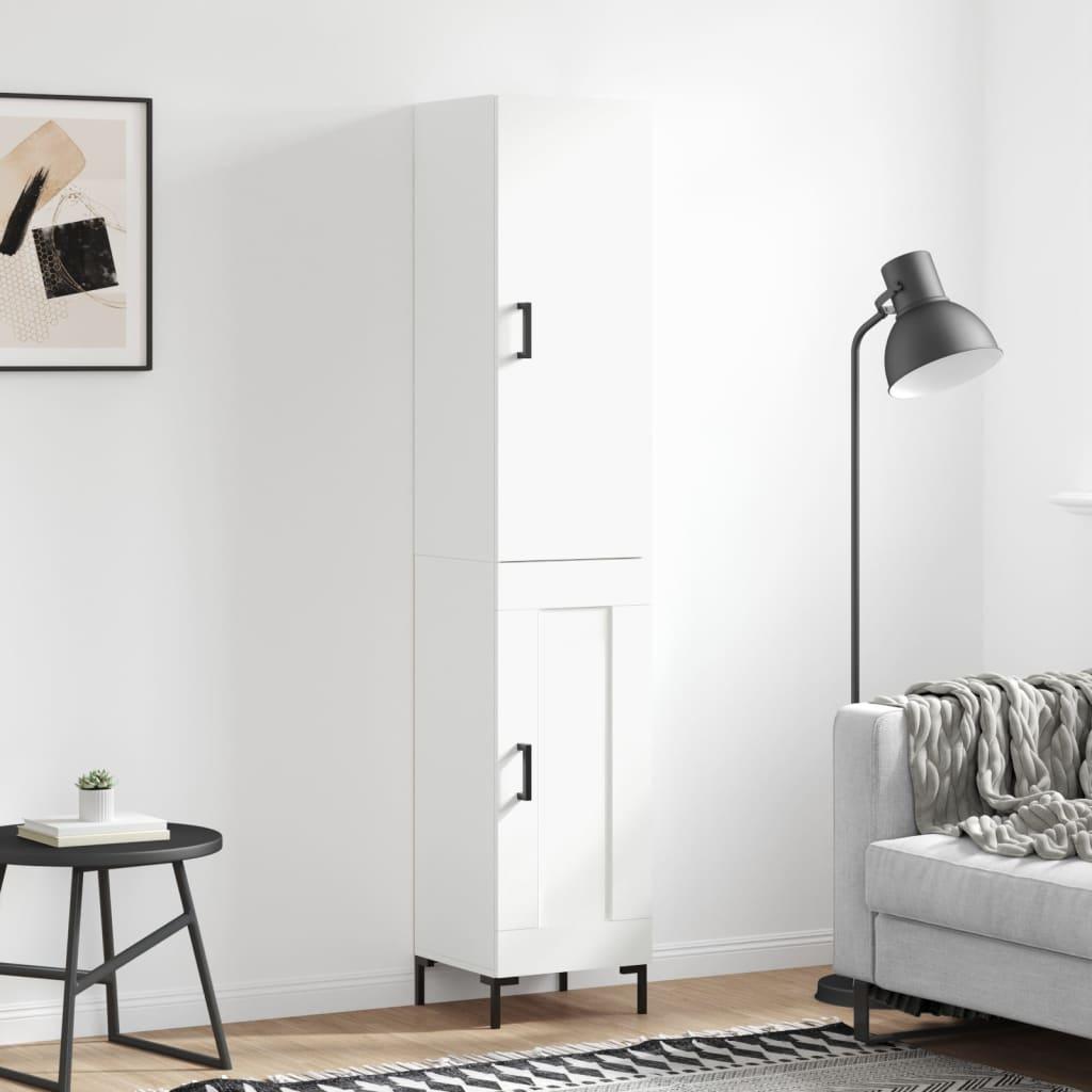 Højskab 34,5X34X180 Cm Konstrueret Træ - Hvid / 1 trælåge