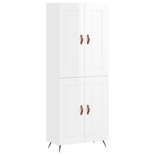 Højskab 69,5x34x180 cm konstrueret træ hvid højglans