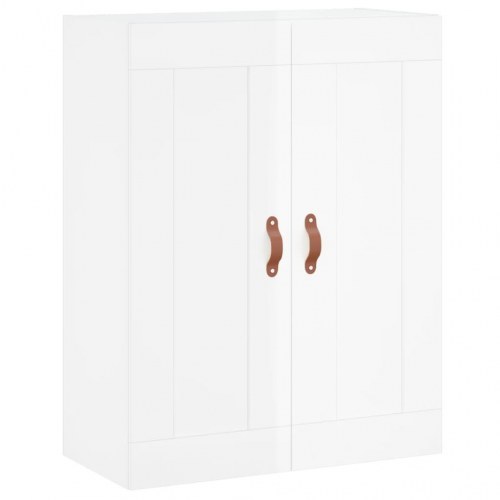 Højskab 69,5x34x180 cm konstrueret træ hvid højglans