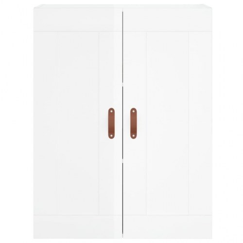 Højskab 69,5x34x180 cm konstrueret træ hvid højglans