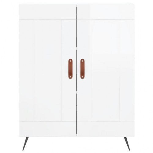Højskab 69,5x34x180 cm konstrueret træ hvid højglans