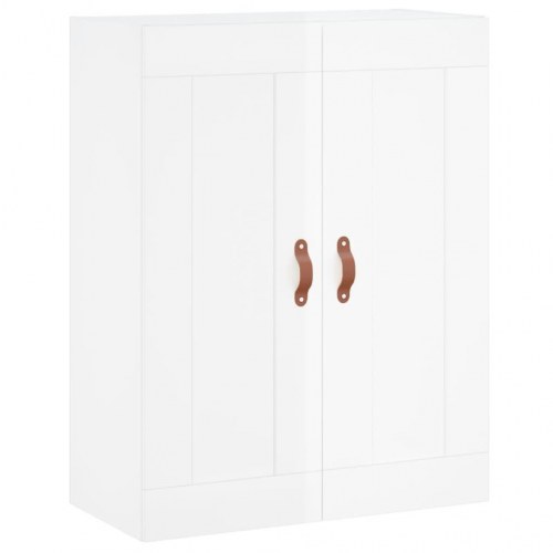 Højskab 69,5x34x180 cm konstrueret træ hvid højglans