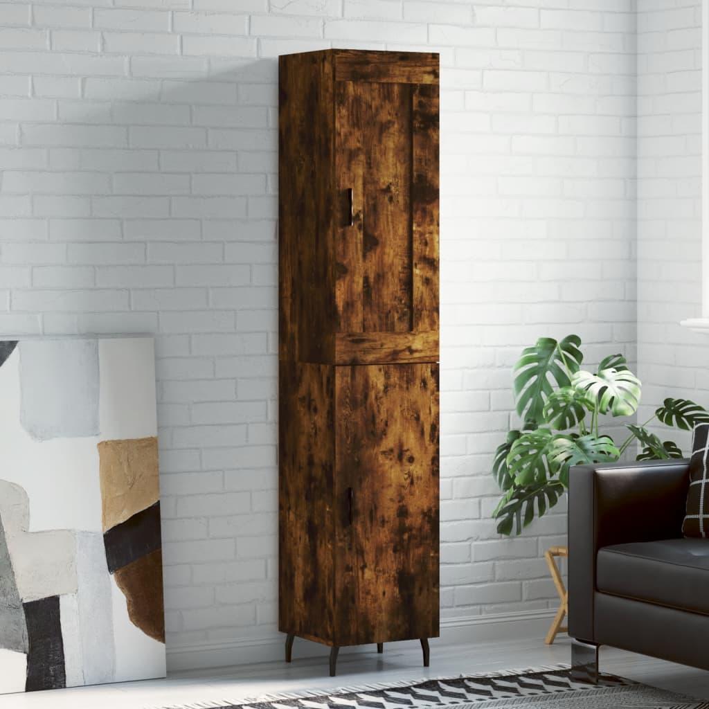 Højskab 34,5 × 34 × 180 cm i konstrueret træ - røget egetræ
