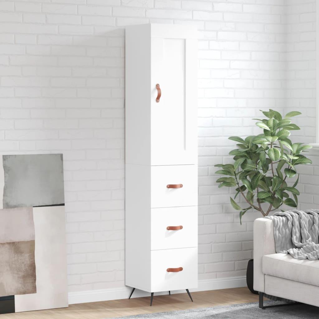 Skab 34,5X34X180 Cm Konstrueret Træ - Hvid / 3 skuffer