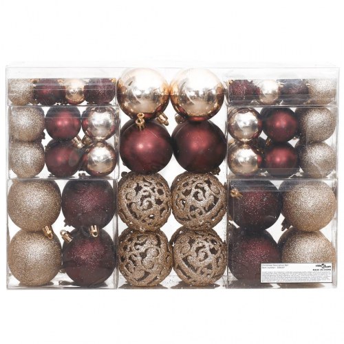 Julekugler 100 stk. 3 / 4 / 6 cm champagnefarvet og brun