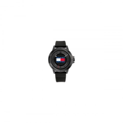 Herreur Tommy Hilfiger 1792033 - sort, Ø 45 mm, silikonerem