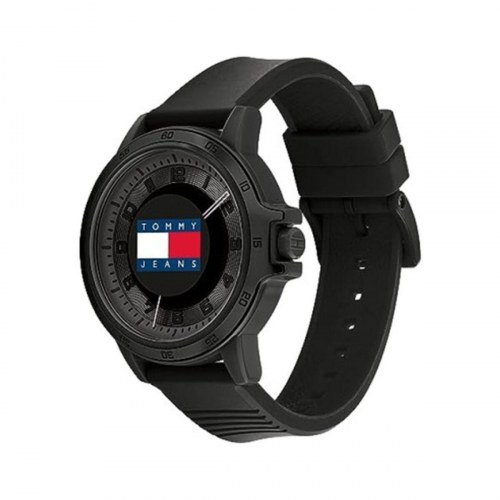 Herreur Tommy Hilfiger 1792033 - sort, Ø 45 mm, silikonerem