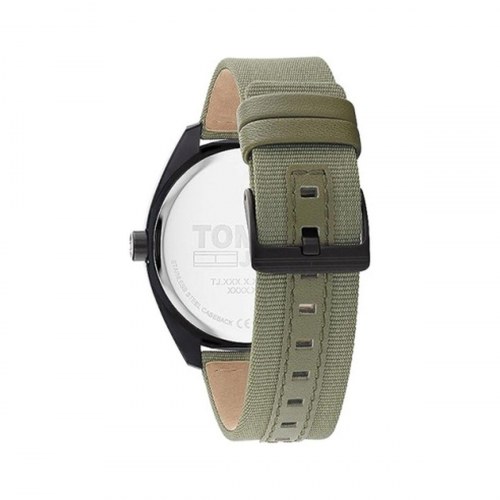 Tommy Hilfiger herreur 1792040 - sort skive, grøn rem (Ø 45 mm)