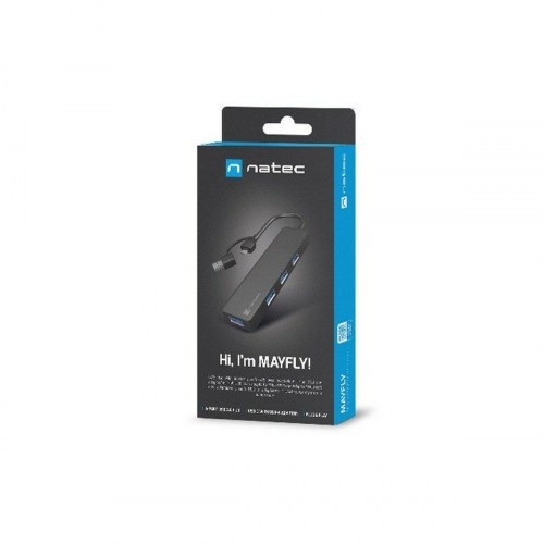 USB hub Natec NHU-2023 - 4 porte, USB-C/USB, Sort