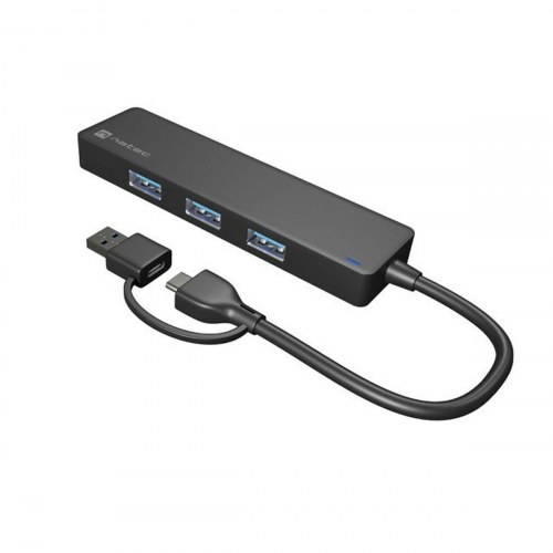 USB hub Natec NHU-2023 - 4 porte, USB-C/USB, Sort