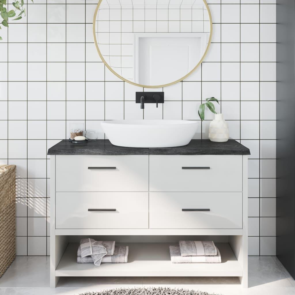 Bordplade til badeværelse 120×60×(2-4) cm - massivt egetræ, mørkebrun