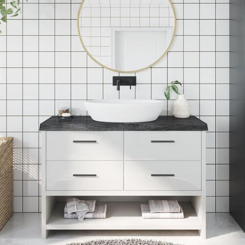 Bordplade til badeværelse 120x40x(2-6) cm massivt træ mørkebrun