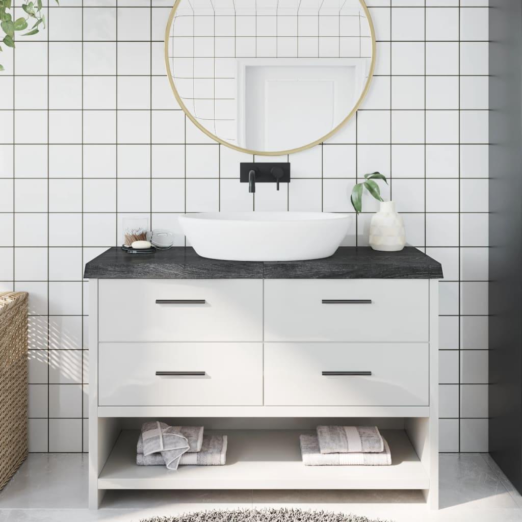 Bordplade til badeværelse 120x40x(2-6) cm massivt træ mørkebrun