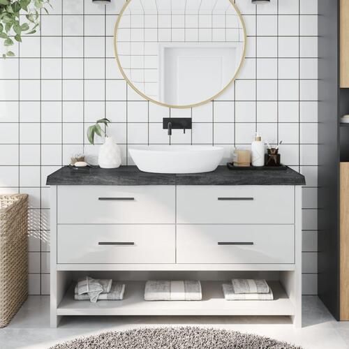 Bordplade til badeværelse 140x50x(2-6) cm massivt træ mørkebrun