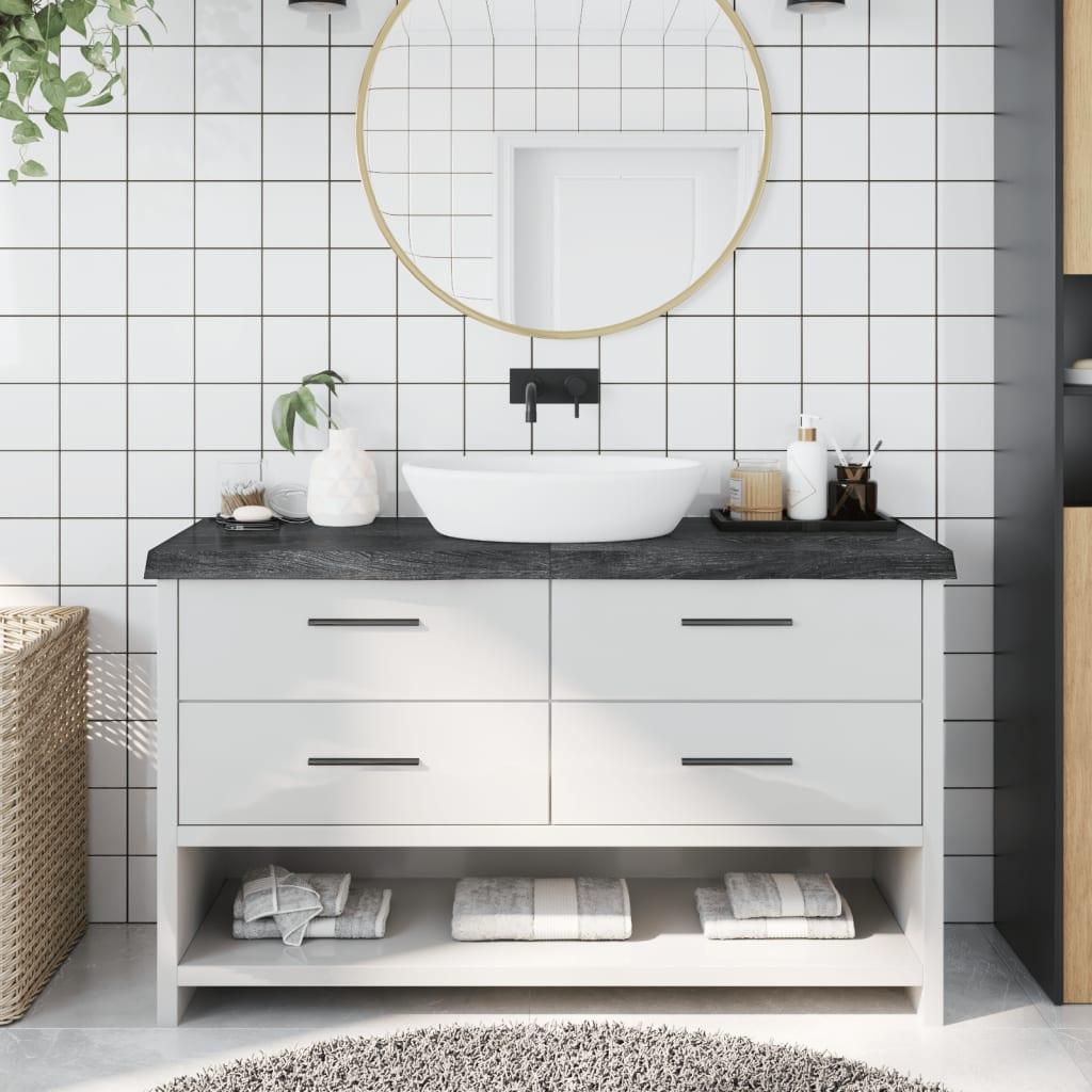 Bordplade til badeværelse 140x50x(2-6) cm massivt træ mørkebrun
