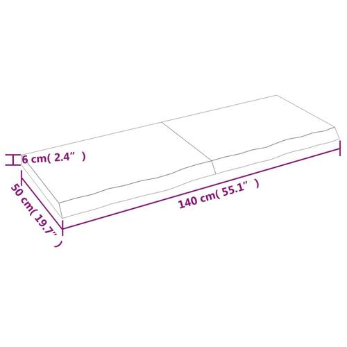 Bordplade til badeværelse 140x50x(2-6) cm massivt træ mørkebrun
