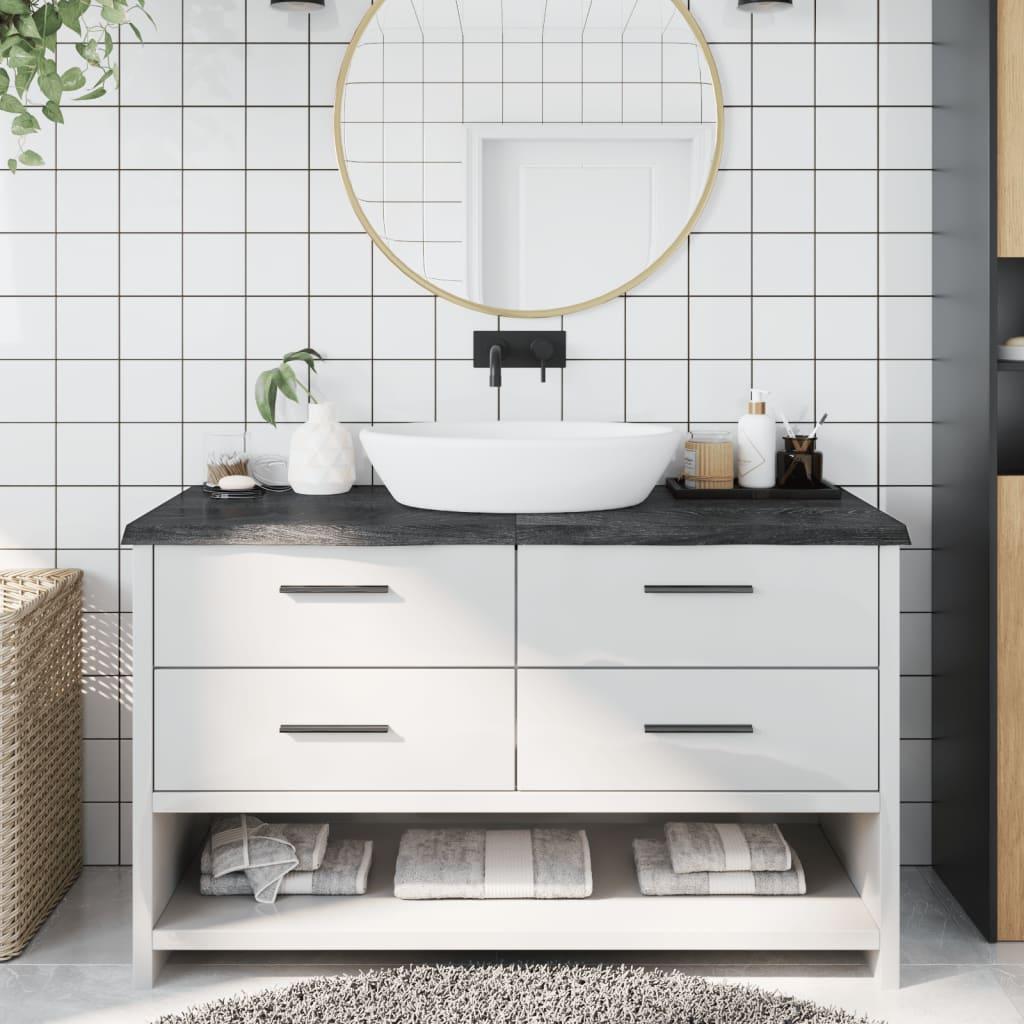 Bordplade Til Badeværelse 140x60x2 4 Cm Massivt Træ Mørkebrun