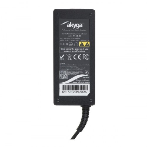 Akyga laptop-oplader AK-ND-58 65 W (EU, sort)