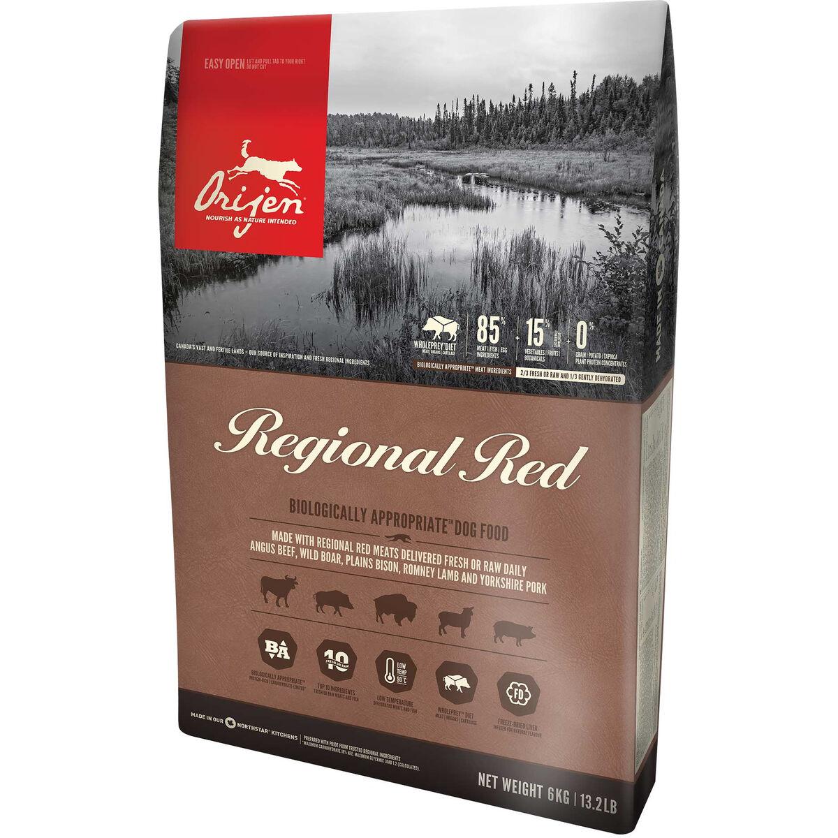 Foder Orijen Regional Red 11,4 Kg Voksen Kylling Oksekød Lam Gris