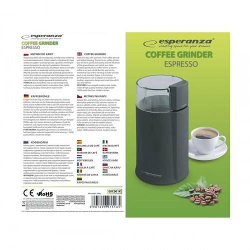 Esperanza kaffemølle EKC001K - sort, 160 W