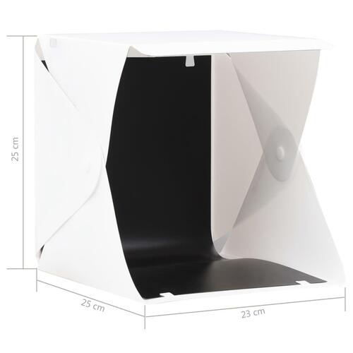 Foldbar lyskasse til fotostudie 23 x 25 x 25 cm hvid