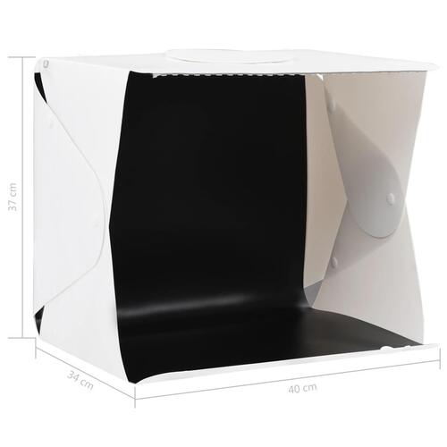 Foldbar lyskasse til fotostudie 40 x 34 x 37 cm plastik hvid