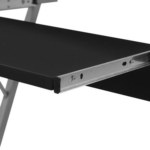 Kompakt computerbord med udtræksplade til tastetur sort